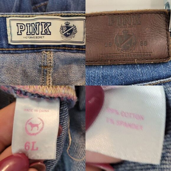 Vtg Victorias Secret Pink Womens Bootcut Jeans Sz 6L Med Wash Stretch Long - Picture 3 of 12